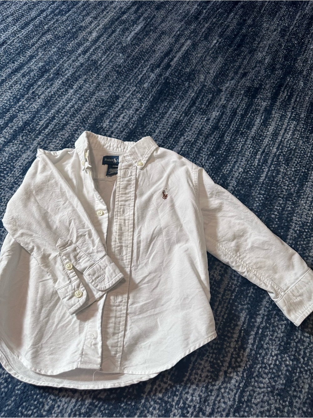 Toddler Ralph Lauren White Long Sleeve Button-Down Shirt 24M